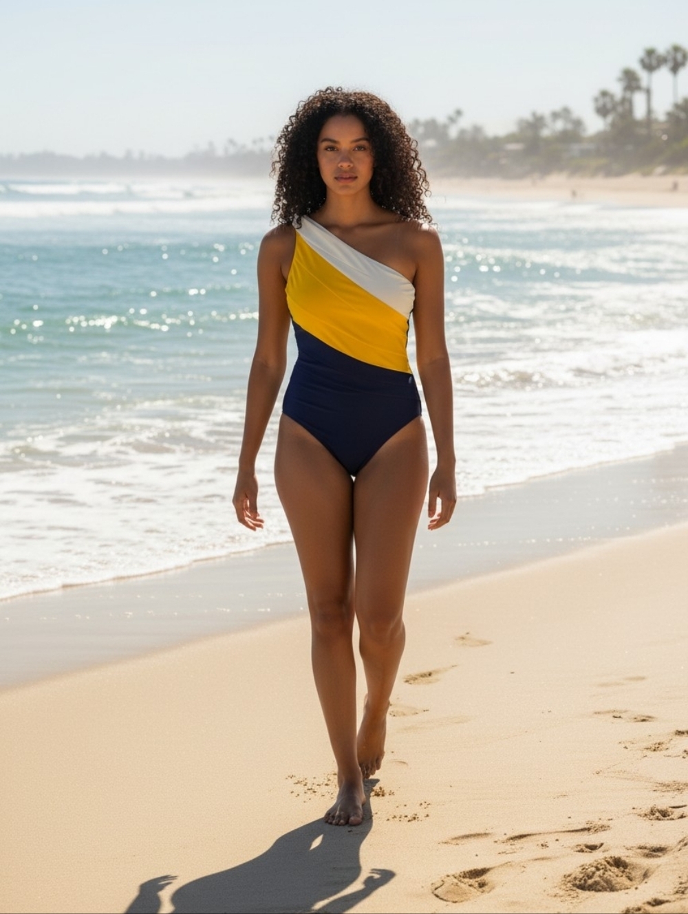Summersalt Sidestrock One Peace Swimsuit Navy Gold White Women's Size 10 New